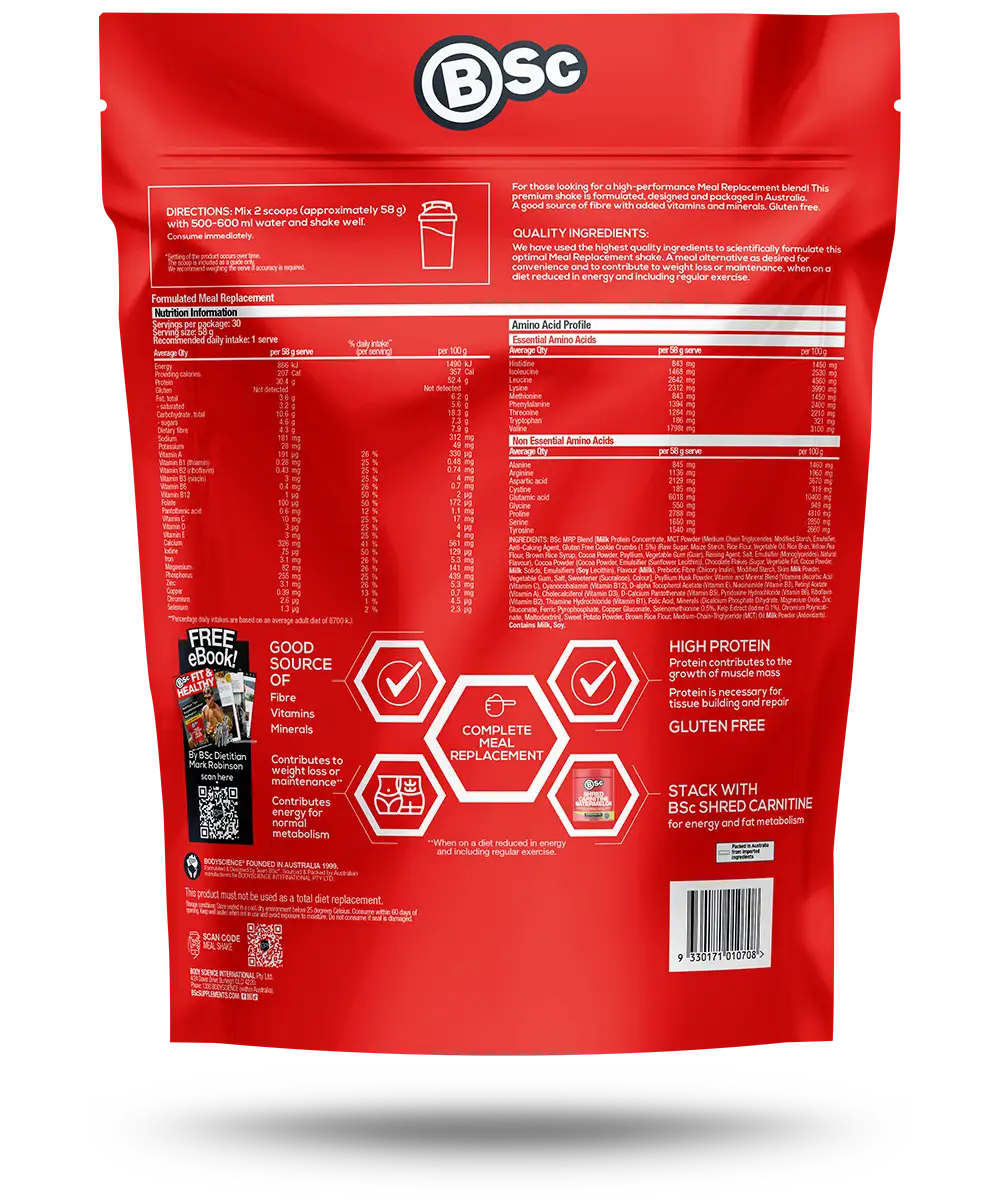 High Protein Meal Shake Choc Cookie Butter back