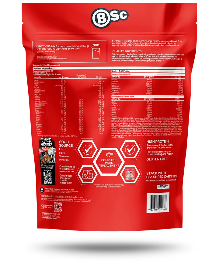 High Protein Meal Shake Choc Cookie Butter back