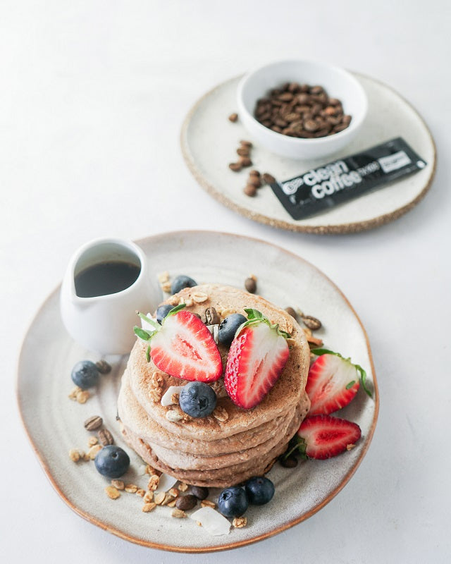 Protein Pancakes with Clean Coffee Syrup