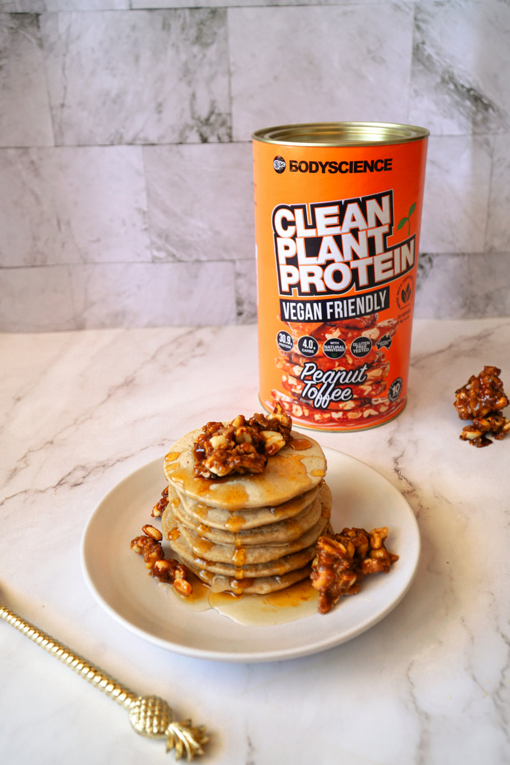 Peanut Toffee Protein Pancakes