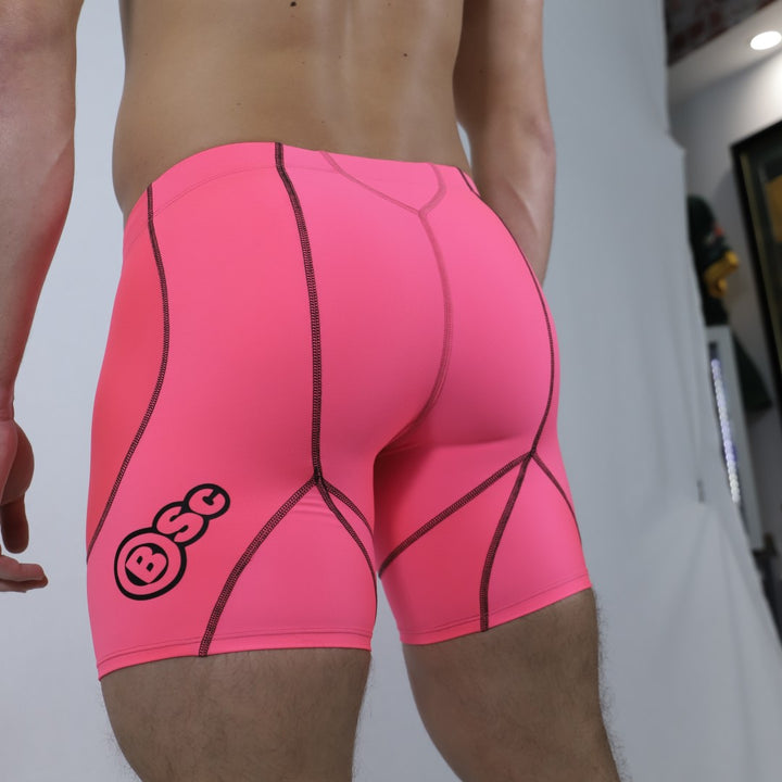 Athlete Compression Half Quad Shorts Mens Pink