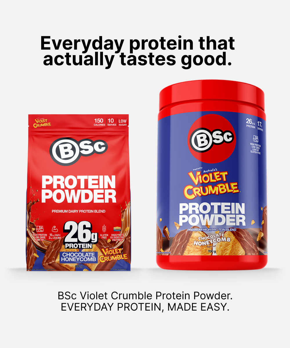 BSc x Violet Crumble Protein Powder - lifestyle image