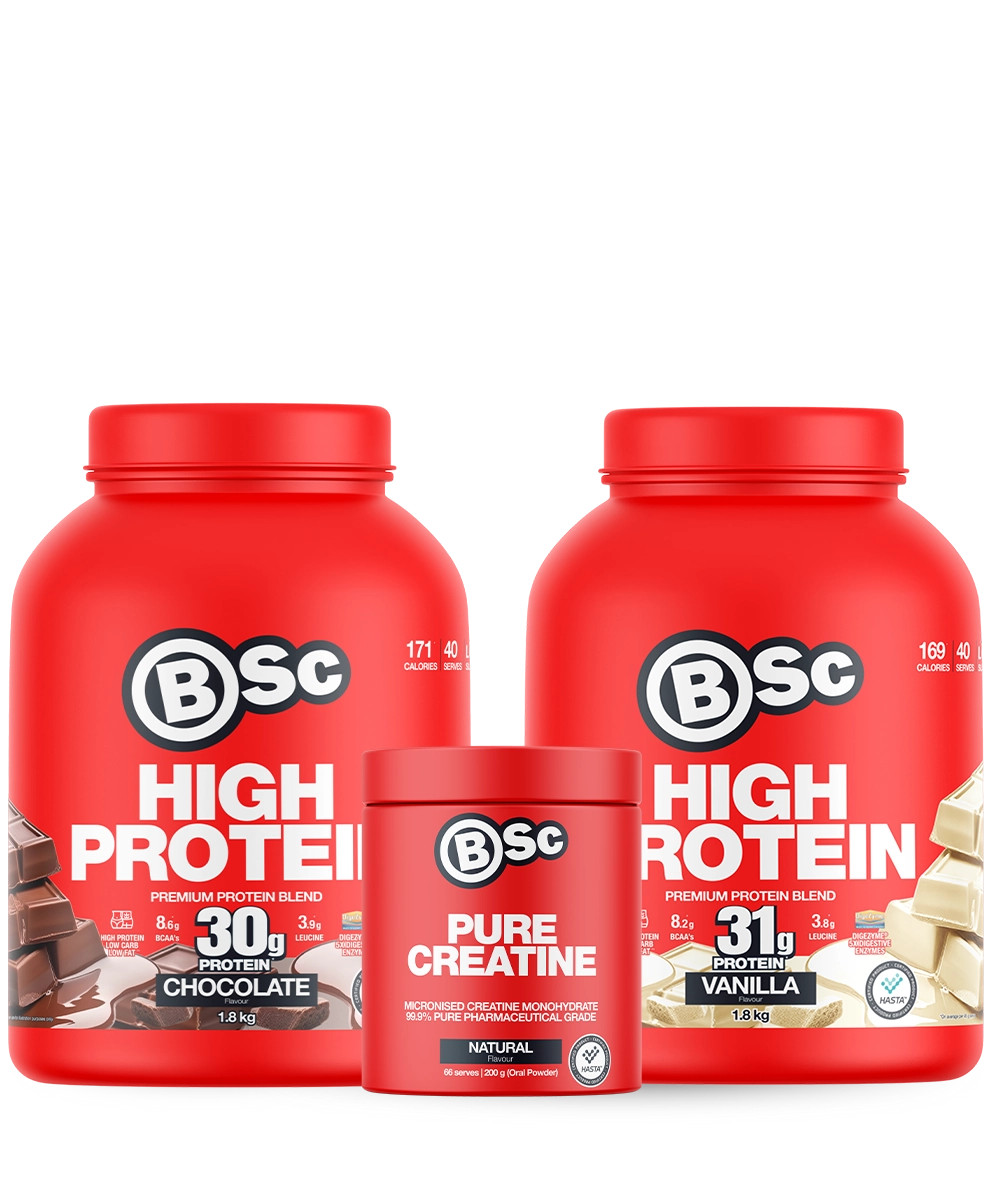 BSc Supply Pack - 2x High Protein 1.8kg Vanilla + Pure Creatine Bundle
